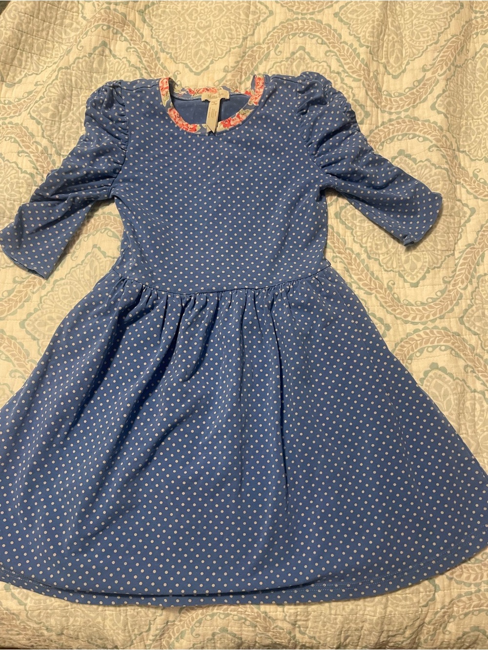 Matilda Jane Blue Polka Dot Puff Sleeve Dress